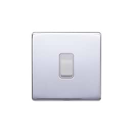 Lieber Polished Chrome 20A 1 Gang Double Pole Switch - White Insert Screwless