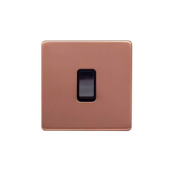 Lieber Brushed Copper 20A 1 Gang Double Pole Switch - Black Insert Screwless