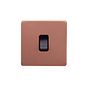 Lieber Brushed Copper 20A 1 Gang Double Pole Switch - Black Insert Screwless