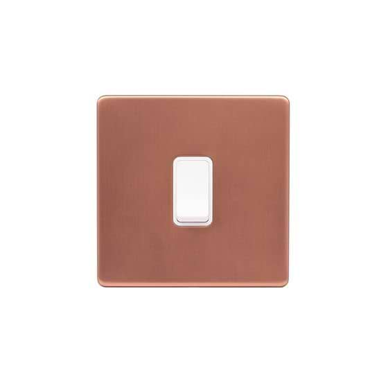 Lieber Brushed Copper 20A 1 Gang Double Pole Switch - White Insert Screwless