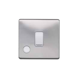 Lieber Brushed Chrome 20A 1 Gang Double Pole Switch Flex Outlet - White Insert Screwless
