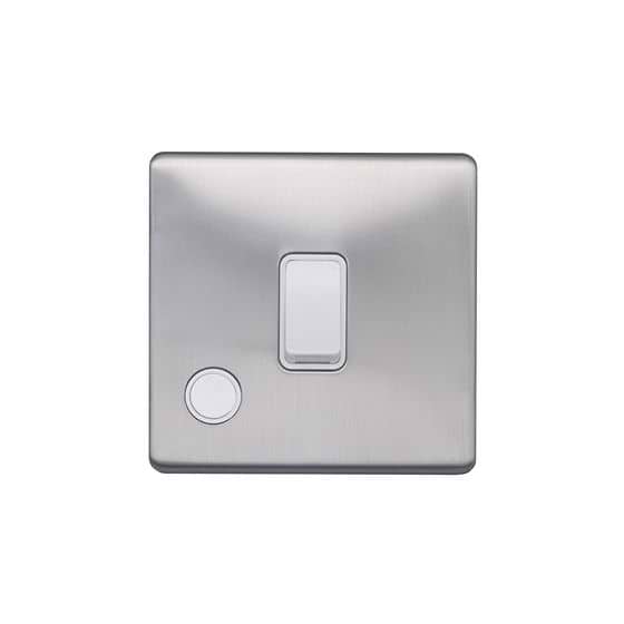 Lieber Brushed Chrome 20A 1 Gang Double Pole Switch Flex Outlet - White Insert Screwless