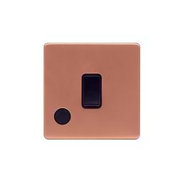 Lieber Brushed Copper 20A 1 Gang Double Pole Switch Flex Outlet - Black Insert Screwless