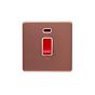 Lieber Brushed Copper 45A 1 Gang Double Pole Switch, Single Plate - White Insert Screwless