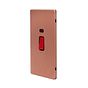 Lieber Brushed Copper 45A 1 Gang Double Pole Switch & Neon, Large Plate - Black Insert Screwless