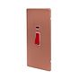 Lieber Brushed Copper 45A 1 Gang Double Pole Switch & Neon, Large Plate - White Insert Screwless