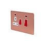 Lieber Brushed Copper 45A Cooker Control Unit & Neon-White Insert Screwless