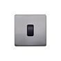 Lieber Brushed Chrome 10A 1 Gang 2 Way Switch - Black Insert Screwless