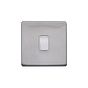 Lieber Brushed Chrome 10A 1 Gang 2 Way Switch - White Insert Screwless