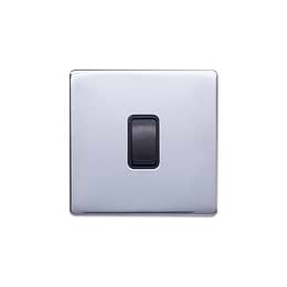 Lieber Polished Chrome 10A 1 Gang 2 Way Switch - Black Insert Screwless