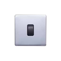 Lieber Polished Chrome 10A 1 Gang 2 Way Switch - Black Insert Screwless