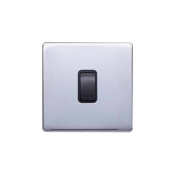 Lieber Polished Chrome 10A 1 Gang 2 Way Switch - Black Insert Screwless