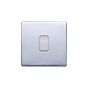 Lieber Polished Chrome 10A 1 Gang 2 Way Switch - White Insert Screwless