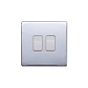 Lieber Polished Chrome 10A 2 Gang 2 Way Switch - White Insert Screwless
