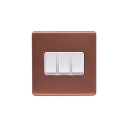 Brushed Copper 3 Gang Light Switch
