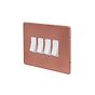 Lieber Brushed Copper 10A 4 Gang 2 Way Switch - White Insert Screwless