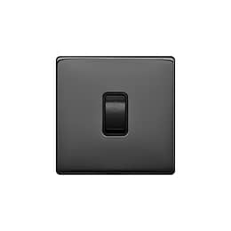 Lieber Black Nickel 1 Gang Intermediate Switch - Black Insert Screwless