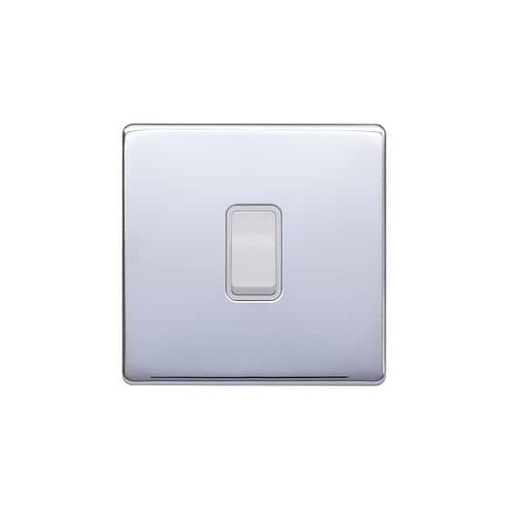 Lieber Polished Chrome 1 Gang Intermediate Switch - White Insert Screwless