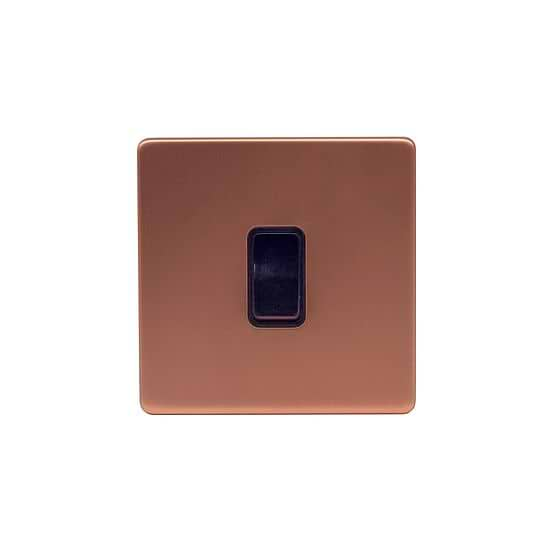 Lieber Brushed Copper 1 Gang Intermediate Switch - Black Insert Screwless