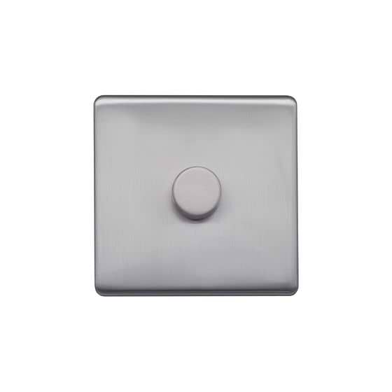 Lieber Brushed Chrome 1 Gang 2 Way Intelligent Trailing Dimmer Screwless 100W LED (250w Halogen/Incandescent)