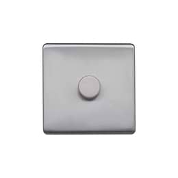 Lieber Brushed Chrome 1 Gang 2 Way Intelligent Trailing Dimmer Screwless 100W LED (250w Halogen/Incandescent)