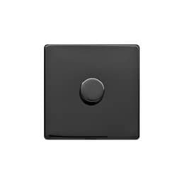 Lieber Black Nickel 250W 1 Gang 2 Way Intelligent Trailing Dimmer - White Insert Screwless