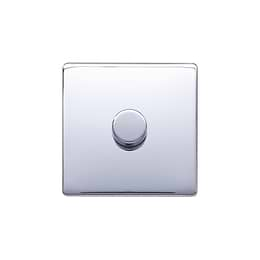 Lieber Polished Chrome 1 Gang 2 Way Intelligent Trailing Dimmer Screwless 100W LED (250w Halogen/Incandescent)