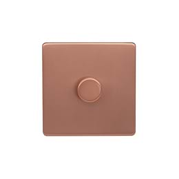 Lieber Brushed Copper 1 Gang 2 Way Intelligent Trailing Dimmer Screwless 100W LED (250w Halogen/Incandescent)