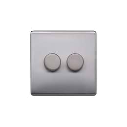 Brushed Chrome 2 Gang Dimmer Switch