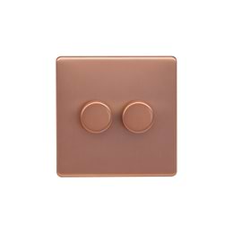 Brushed Copper 2 Gang Dimmer Switch