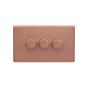 Lieber Brushed Copper 3 Gang 2 -Way Intelligent Dimmer 100W LED (250w Halogen/Incandescent)