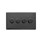 Lieber Black Nickel 250W 4 Gang 2 Way Intelligent Trailing Dimmer - Black Insert Screwless