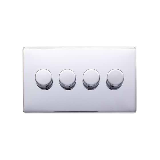 Lieber Polished Chrome 4 Gang 2 -Way Intelligent Dimmer 100W LED (250w Halogen/Incandescent)