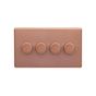 Lieber Brushed Copper 4 Gang 2 Way Intelligent Trailing Dimmer Screwless 100W LED (250w Halogen/Incandescent)