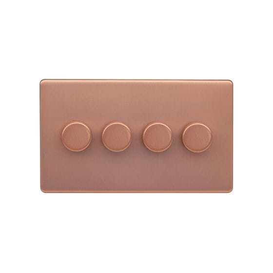 Lieber Brushed Copper 4 Gang 2 -Way Intelligent Dimmer 100W LED (250w Halogen/Incandescent)