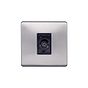 Lieber Brushed Chrome 1 Gang TV Aerial Socket - Black Insert Screwless
