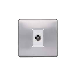 Brushed Chrome TV Coaxial Aerial Socket