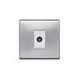 Lieber Brushed Chrome 1 Gang TV Aerial Socket - White Insert Screwless