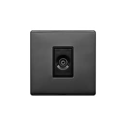 Lieber Black Nickel 1 Gang TV Socket - Black Insert Screwless