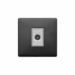 Lieber Black Nickel 1 Gang TV Socket - White Insert Screwless