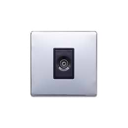 Lieber Polished Chrome 1 Gang TV Aerial Socket - Black Insert Screwless