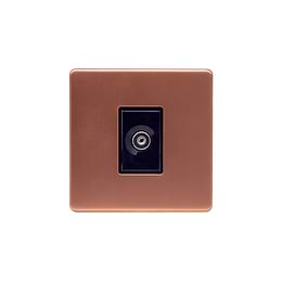 Lieber Brushed Copper 1 Gang TV Aerial Socket - Black Insert Screwless