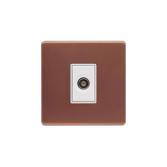 Lieber Brushed Copper 1 Gang TV Aerial Socket - White Insert Screwless