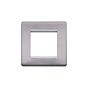 Lieber Brushed Chrome Single Data Plate 2 Modules - White Insert Screwless