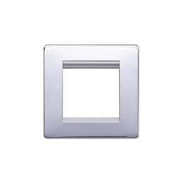 Lieber Polished Chrome Single Data Plate 2 Modules - White Insert Screwless