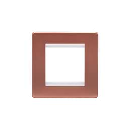 Lieber Brushed Copper Single Data Plate 2 Modules - White Insert Screwless