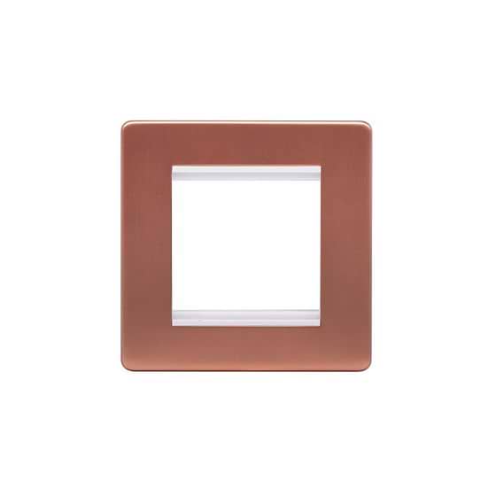 Lieber Brushed Copper Single Data Plate 2 Modules - White Insert Screwless