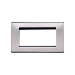 Lieber Brushed Chrome Double Data Plate 4 Modules - Black Insert Screwless