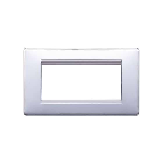 Lieber Polished Chrome Double Data Plate 4 Modules - White Insert Screwless