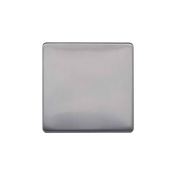 Lieber Brushed Chrome Single Blank Plates - White Insert Screwless